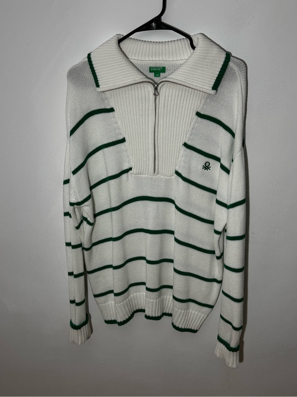 United Colors of Benetton Men’s Striped Half-Zip Sweater Size L